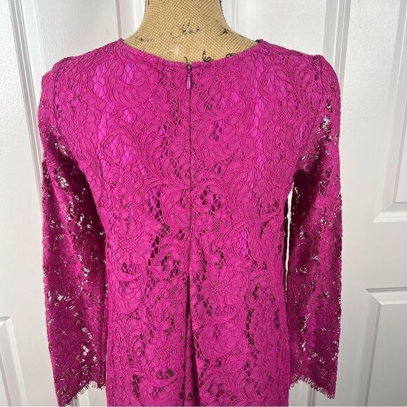 Sz 2 Adam Lippes Collective Long Sleeve Trapeze Pink Lace Dress $445 MSRP - Picture 7 of 11